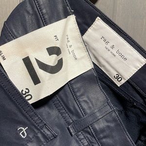 NWT- RAG & BONE- Slim Fit, Color: Coated Blue, Size 30, “Fit 2”,Originally $250